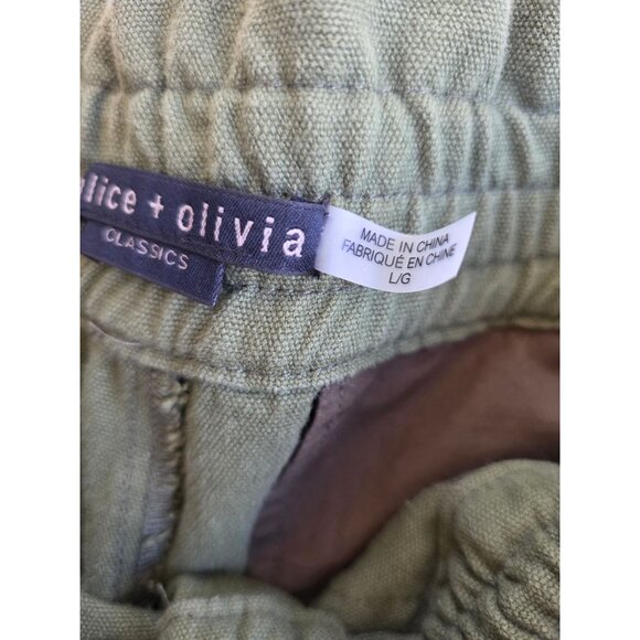 Alice + Olivia Classics Green Patchwork Cargo Pants L/G Cotton Jogger Army - Picture 4 of 6